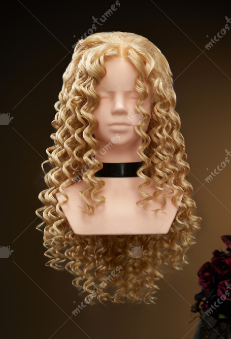 Movie Ver Alice in Wonderland Alice Cosplay Wig Gold Curly 23.62-inch Long Lace Wig