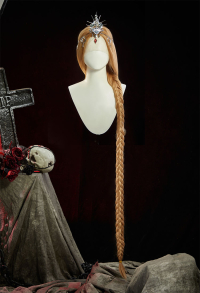 Baldur's Gate Orin Cosplay Lace Wig Golden Highlights 51.1-inch Long Braided Lace Front Wig