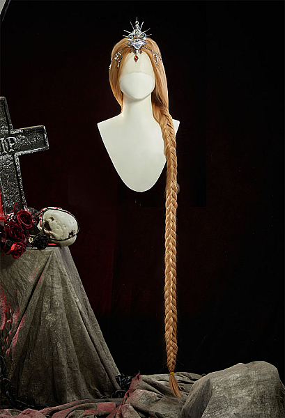 Baldur's Gate Orin Cosplay Lace Wig Golden Highlights 51.1-inch Long Braided Lace Front Wig