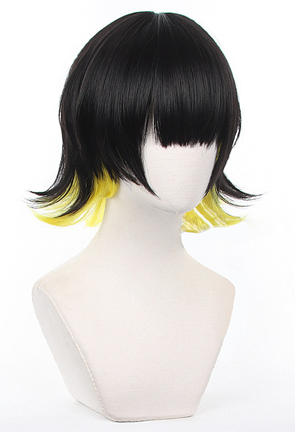 Blue Lock Bachira Meguru Cosplay Perruque Courte Noir Jaune Perruque