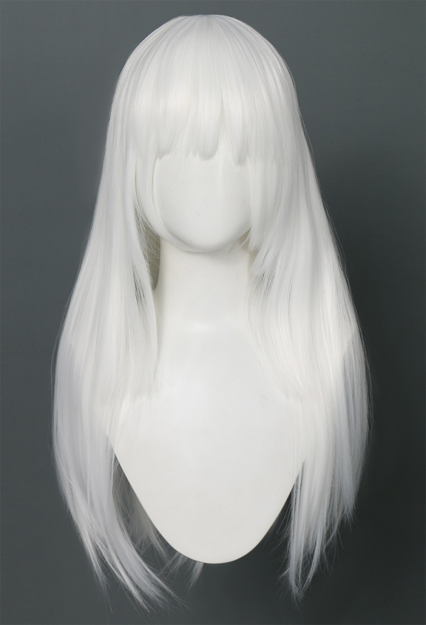 White Long Straight Wig with Bangs Inquisitor Cosplay Wig Top