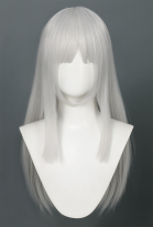 Sister Nun Cosplay Wig White Silver Long Straight Wig with Bangs