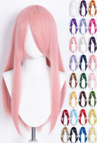 Long Straight Wig with Long Bangs Multicolor Optional Cosplay Wig