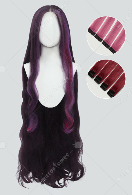 EAH Raven Cosplay Wig Purple Brown Long Curly 39 inch Lace Wig with BB Clips