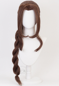 FF VII Aeris Gainsborough Long Dark Brown Braid Cosplay Wig