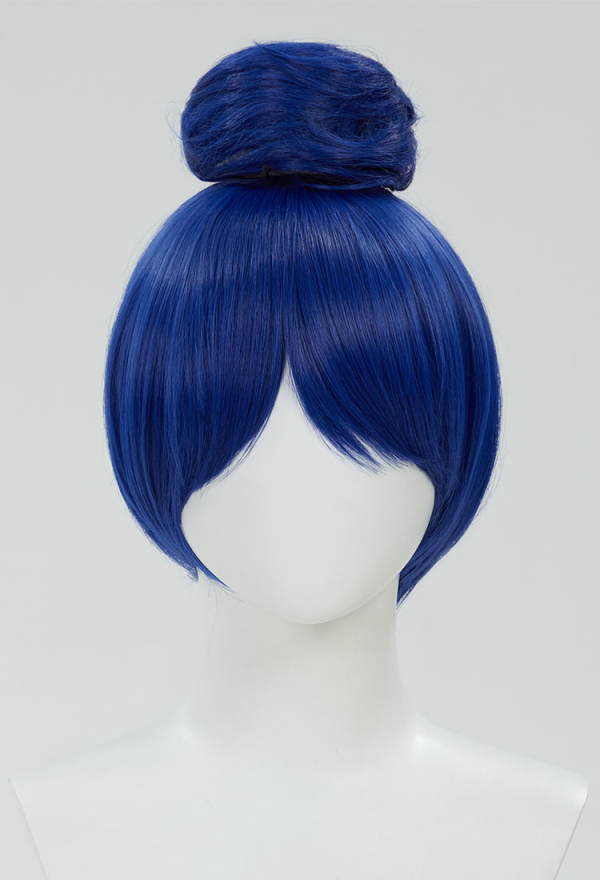 Five Nights at Freddy's Ballora Cosplay Perücke kurze blaue Perücke mit hohem Haarknoten