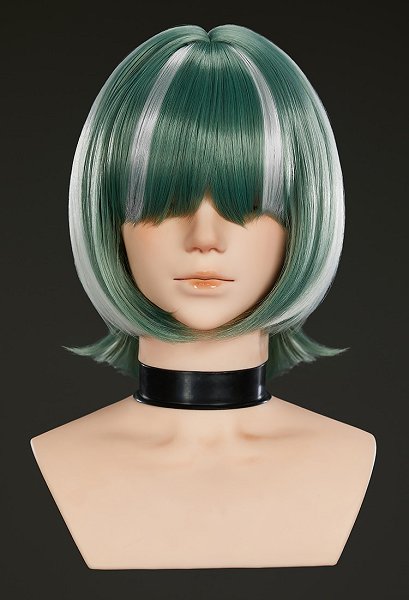 GACHIAKUTA Guita Hebby Cosplay Wig White Highlight Light Green Short Wig