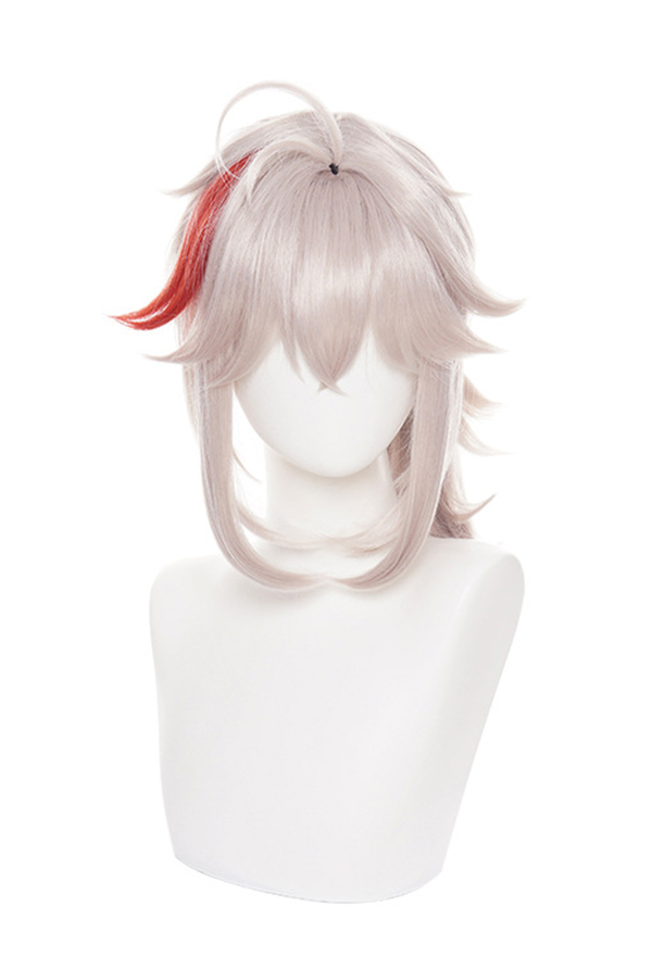 Genshin Impact Kaedehara Kazuha Cosplay Wig Beige Wig with Red Highlights