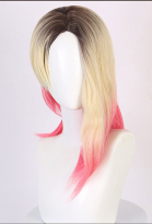 Cosplay Wig Golden Pink Gradient Long Straight Wig