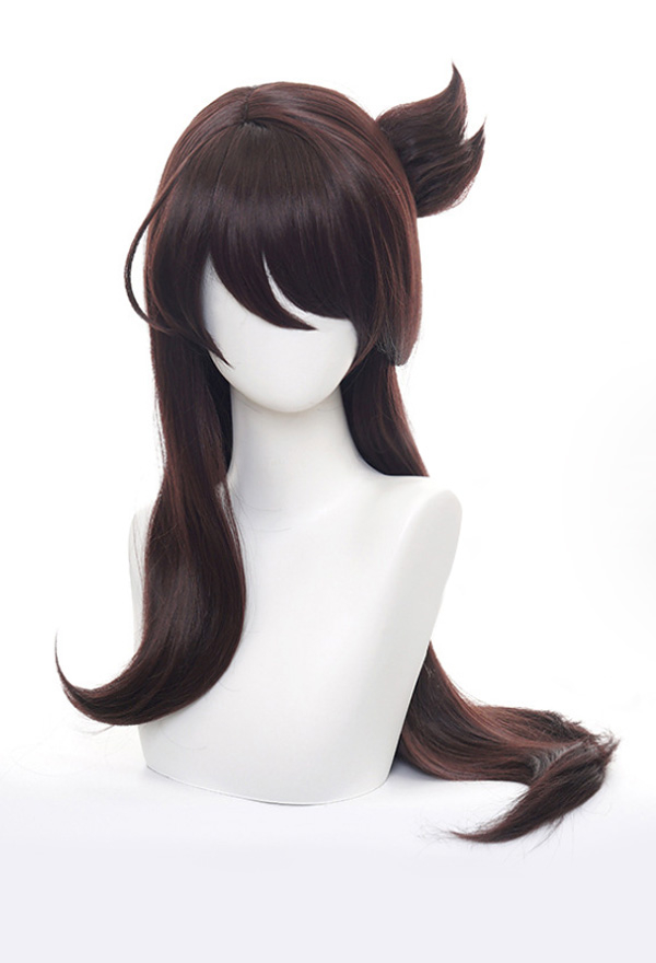 Genshin Impact Beidou Long Brown Fluffy Hair Cosplay Wigs with Adjustable Hairnet