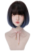 Women Short Bob Cosplay Wig Heat Resistant Fiber Gradient Gray Blue Light Tea Gray Purple Straight Hair