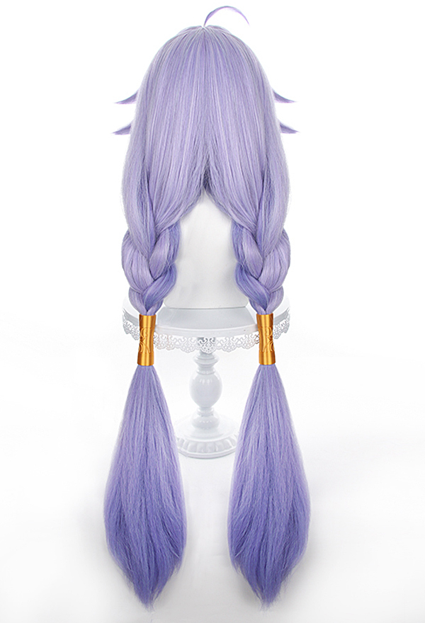 Honkai: Star Rail Perruque de Cosplay Bailu Perruque Violette Longue et Droite