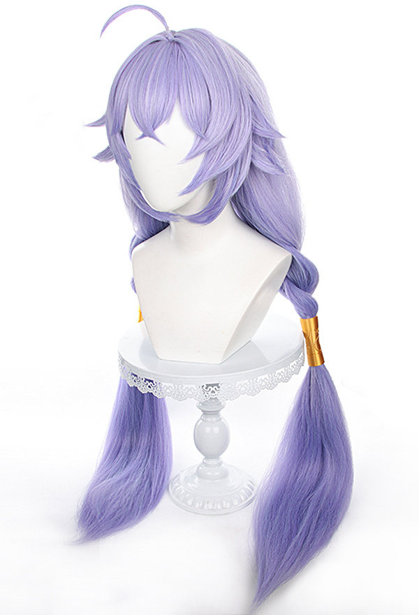 Honkai: Star Rail Perruque de Cosplay Bailu Perruque Violette Longue et Droite