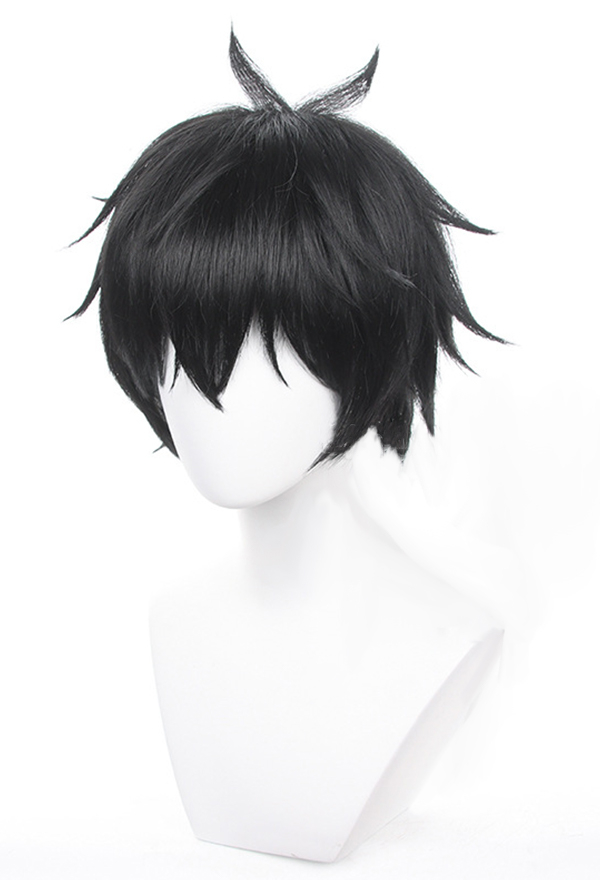 Short black deals cosplay wig