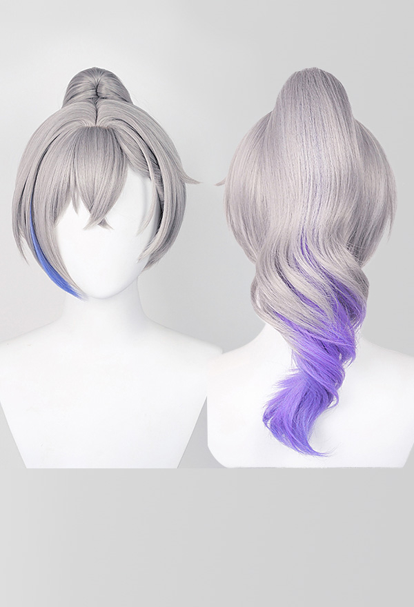 Honkai Star Rail Silver Wolf Cosplay Wig Gradient Ponytail Wig