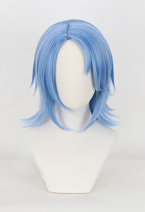 Kingdom Hearts 3 Perruque de Cosplay Aqua Courte Bleue