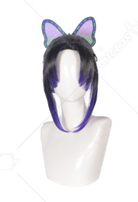 KNY Perruque de Cosplay Shinobu Courte Dégradée Noir Violet