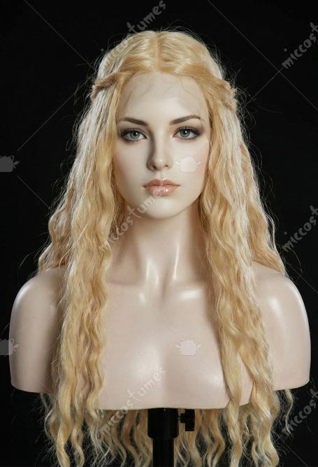 Fairy Queen Cosplay Wig Golden Blonde 35.4-inch Long Curly Lace Front Wig