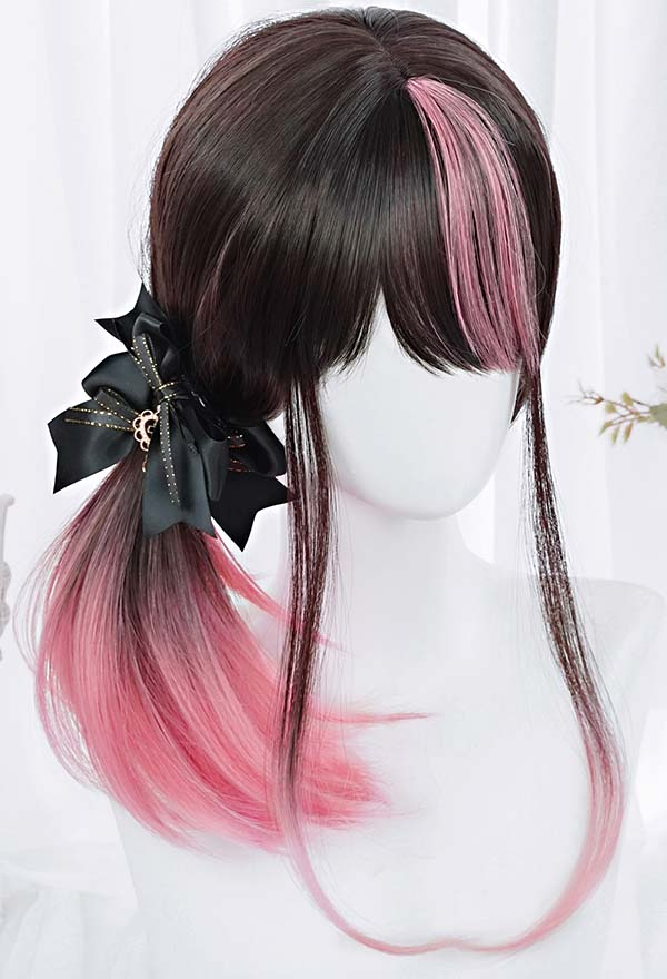 Perruque de Cosplay Style Lolita Longue de Couleur Contrastante