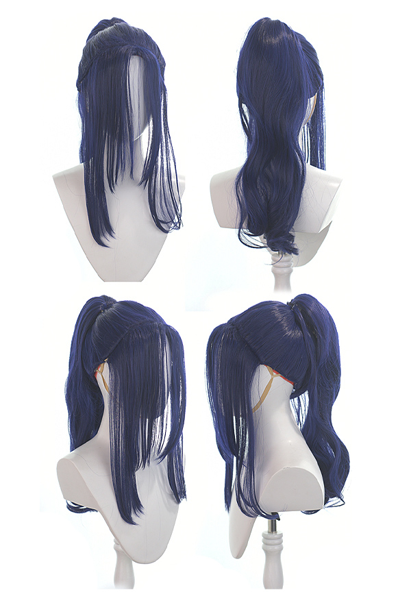 Caitlyn Arcane Cosplay Perücke - Dunkelblau 40cm Für Anime Verkleidung