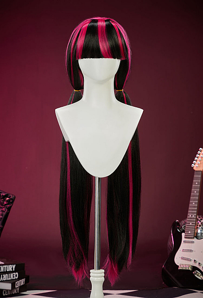 Gothic Y2K Style Wig Dracula Long Straight Black Cosplay Wig