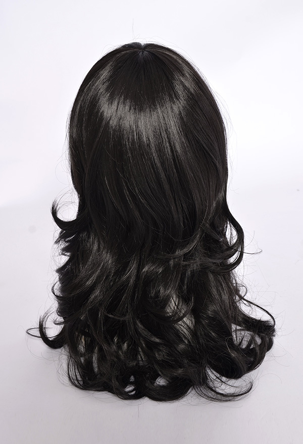 Long Black Wig Mua Heat Resistant Medium Length Black Fluffy Curly