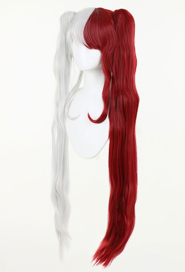 My Hero Academia Gender Conversion Maid Cafe Todoroki Shoto Cosplay Wig White Red Long Wig