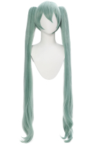 Vocal Cosplay Wig Long Straight Double Ponytail Light Green Wig