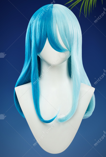 Rival Girl Luna Snow Cool Summer Skin Cosplay Wig Blue Color-blocked Wig