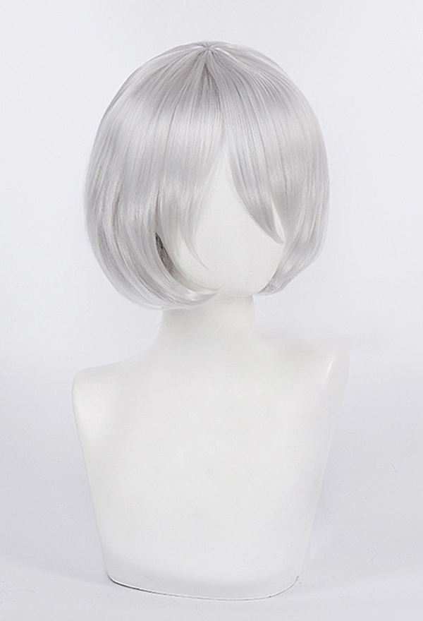 NieR: Automata YoRHa No. 2 Type B 2B Cosplay Perruque Courte Droite Gris Silver Perruque