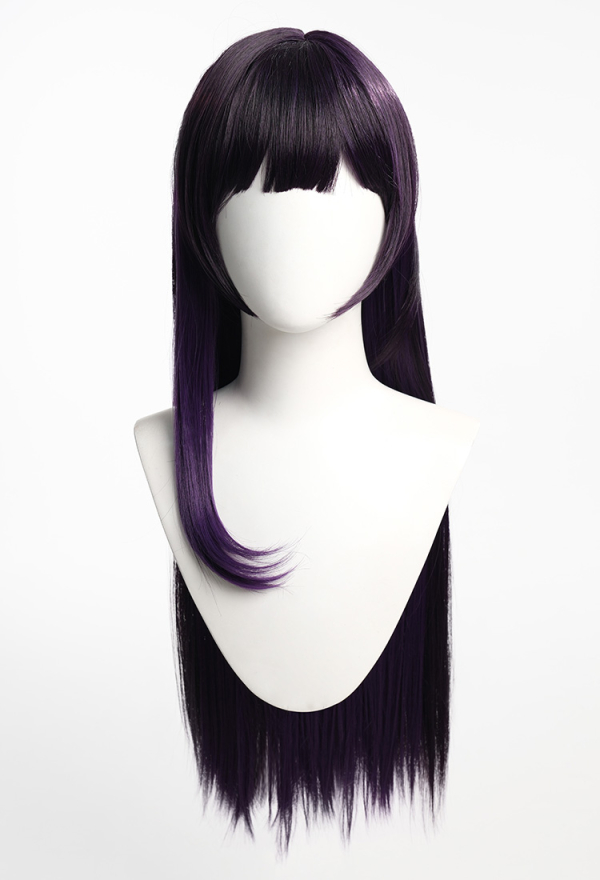 Long Straight Black Purple Wig - Women Cosplay Wig | Top