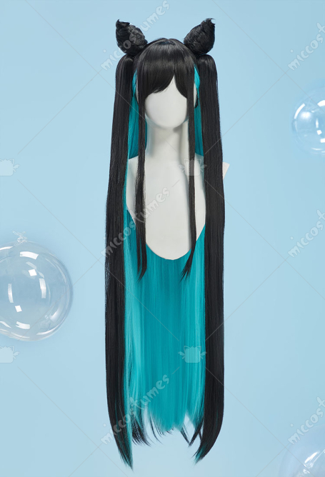 Goddess of Victory: Nikke Little Mermaid Siren Cosplay Black and Green Long Wig
