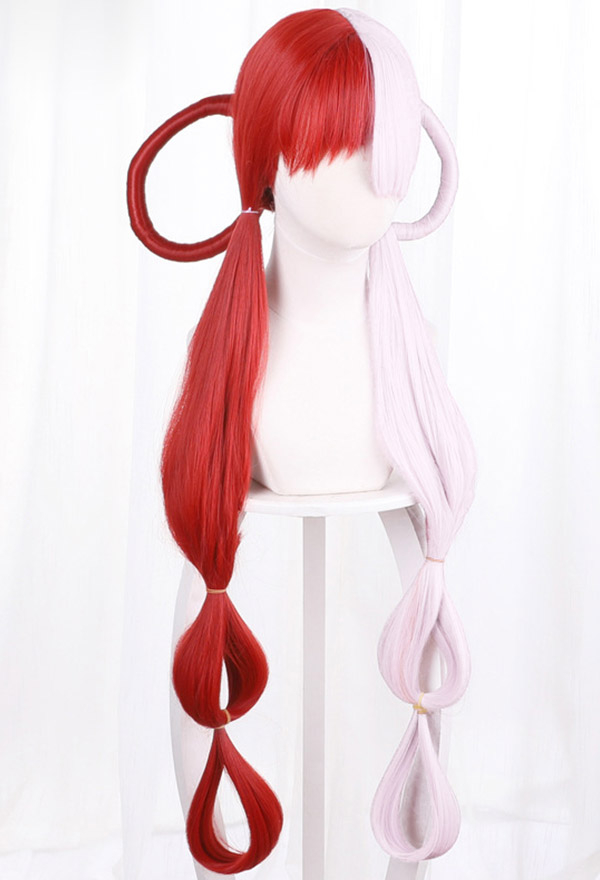 Uta Red White Long Pigtail Wig One Piece Cosplay Top Quality