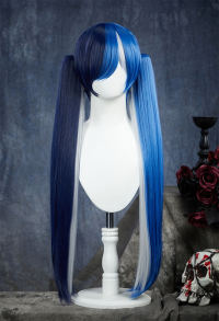 P3/P5 Shikano Ichigo BERRY Cosplay Wig Blue Double Ponytail Wig with Tiger Clips