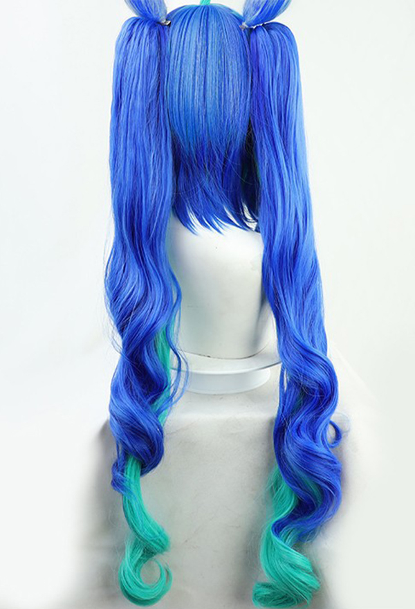 Uma Musume Pretty Derby Perruque de Cosplay Twin Turbo Accessoire Wigs Bleus Longs