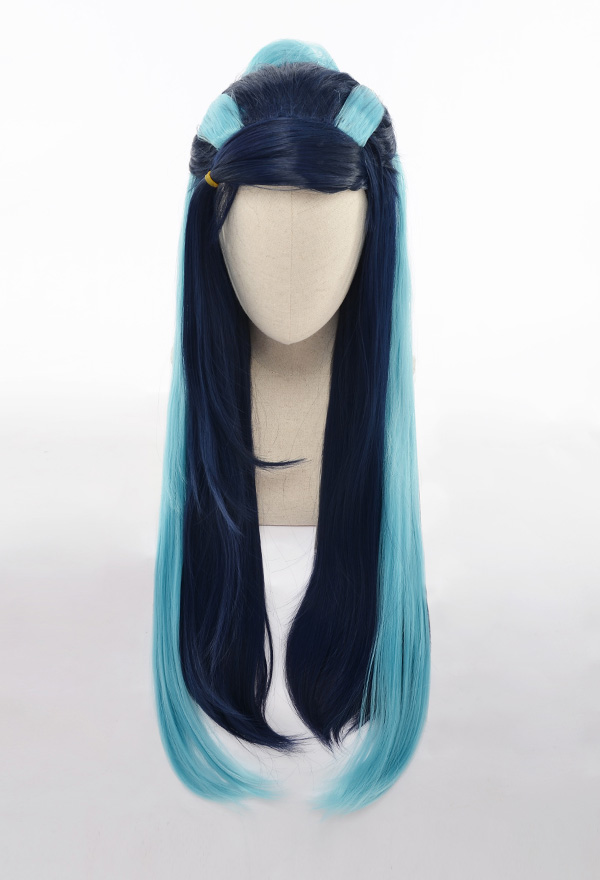 PM Sword and Shield Nessa Rurina Long Blue Straight Cosplay Wig