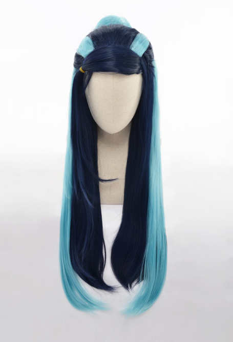 PM Sword and Shield Nessa Rurina Long Blue Straight Cosplay Wig
