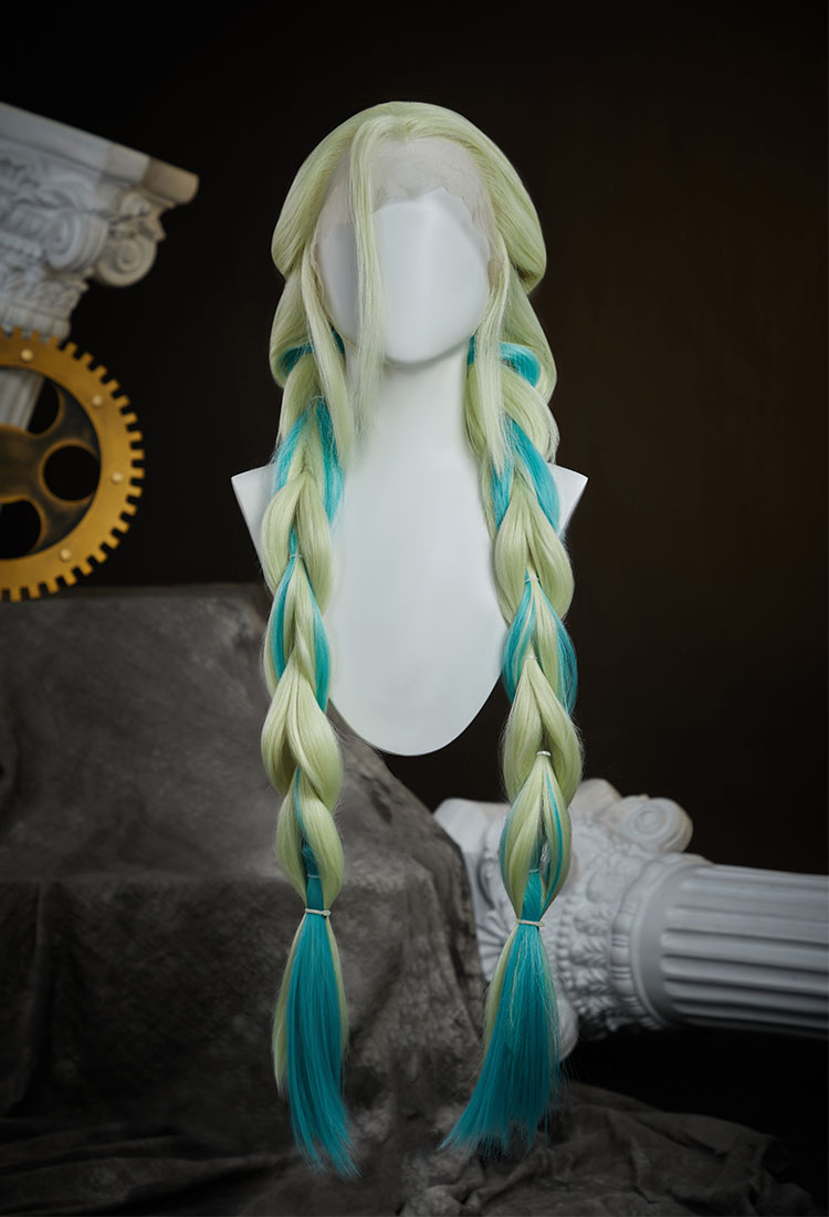 Panty Stocking Gunsmith Cosplay Wig Green Double Braided Lace Wig