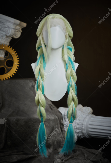 Panty Stocking Gunsmith Cosplay Wig Green Double Braided Lace Wig