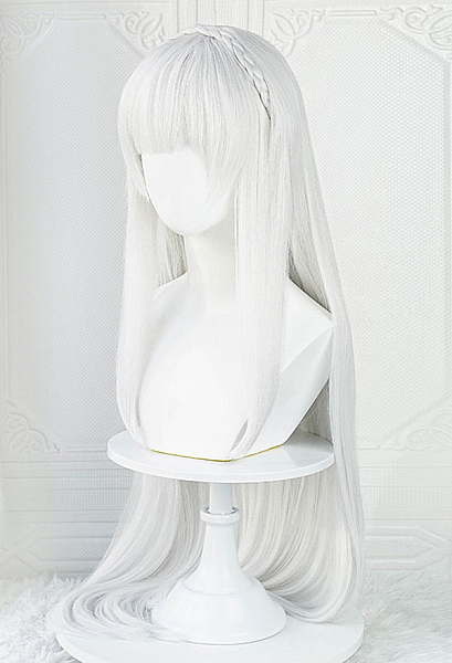 Re Zero Starting Life in Another World Emilia Cosplay Wig with Hair Accessories