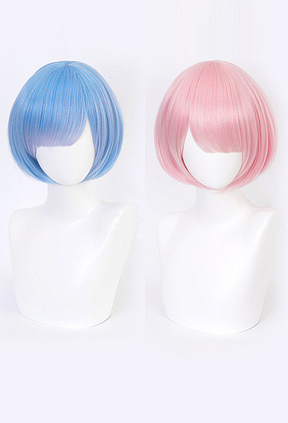 Re:Zero Starting Life in Another World Ram Rem Red Blue Short Cosplay Wig