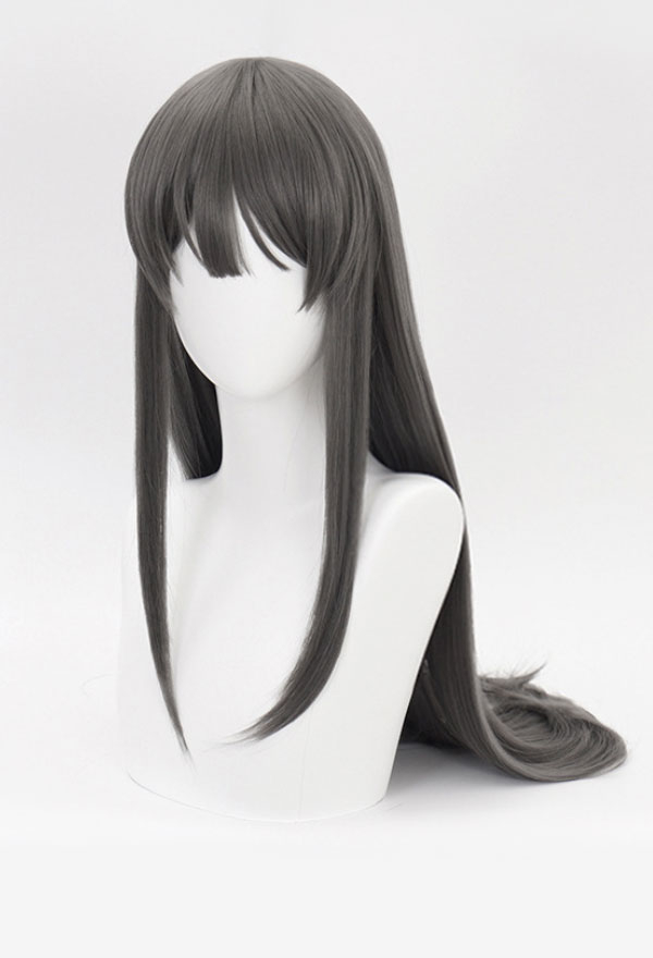 Rascal Does Not Dream of Bunny Girl Senpai Sakurajima Mai Dark Gray Larga Peluca de Cosplay