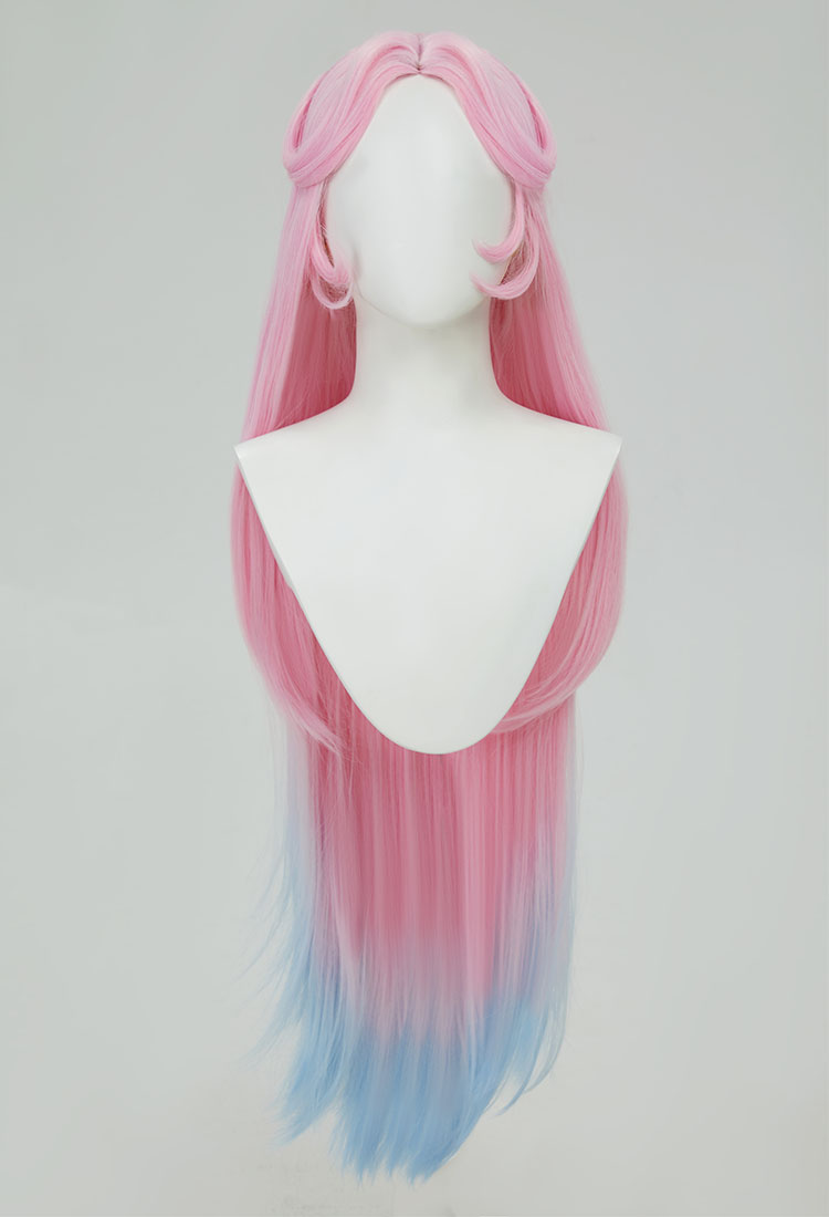 PM Derivative Cosplay Wig Pink Blue Straight Wig