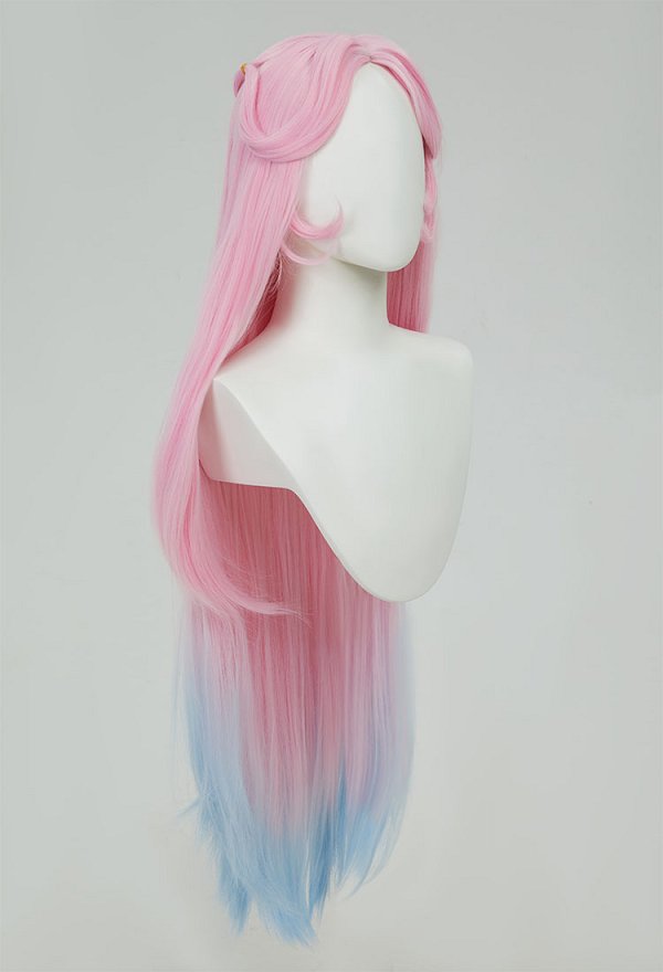 Pink Blue Wig 27.5 Inch Ladies Blue Pink Long Curly Hair Wig Full  main image 3