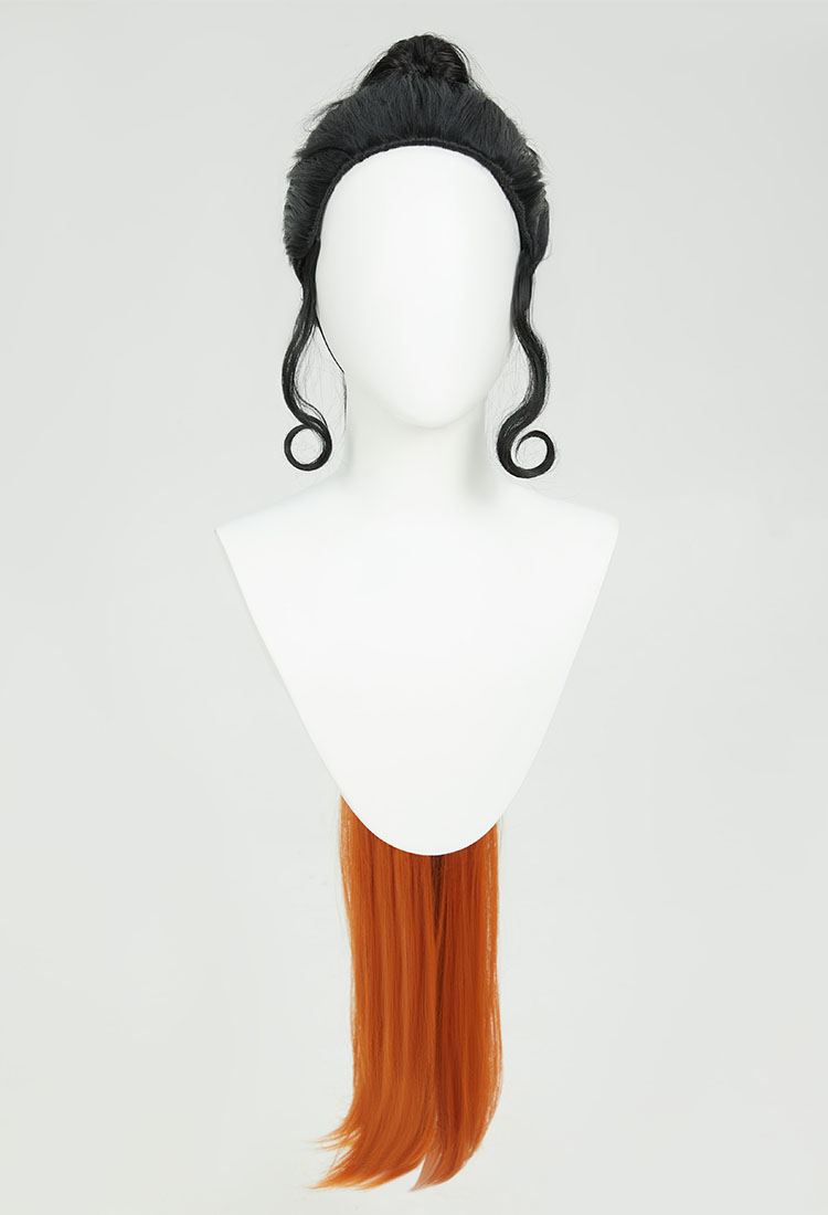 PM Derivative Cosplay Wig Black Orange Long Ponytail Wig