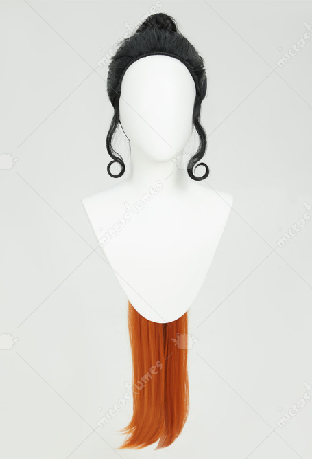PM Derivative Cosplay Wig Black Orange Long Ponytail Wig
