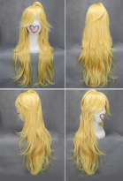Game Girl Peach Cosplay Curly Bangs Long Golden Wig