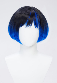Tekken 8 Reina Cosplay Wig Black Blue Short Straight Wig