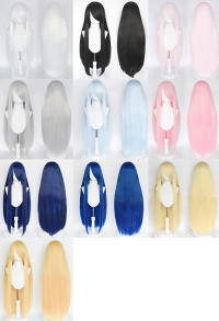 Multicolor Optional Long Straight Wig with Long Bangs Cosplay Wig B