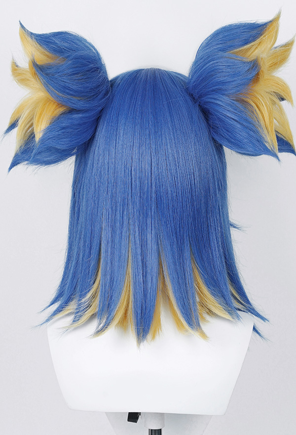 Valorant Neon Blue Yellow Cosplay Peluca